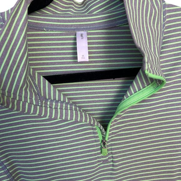 GapFit Women's Green + Gray Stripe Half-Zip Running Pullover Size Medium - Picture 5 of 6